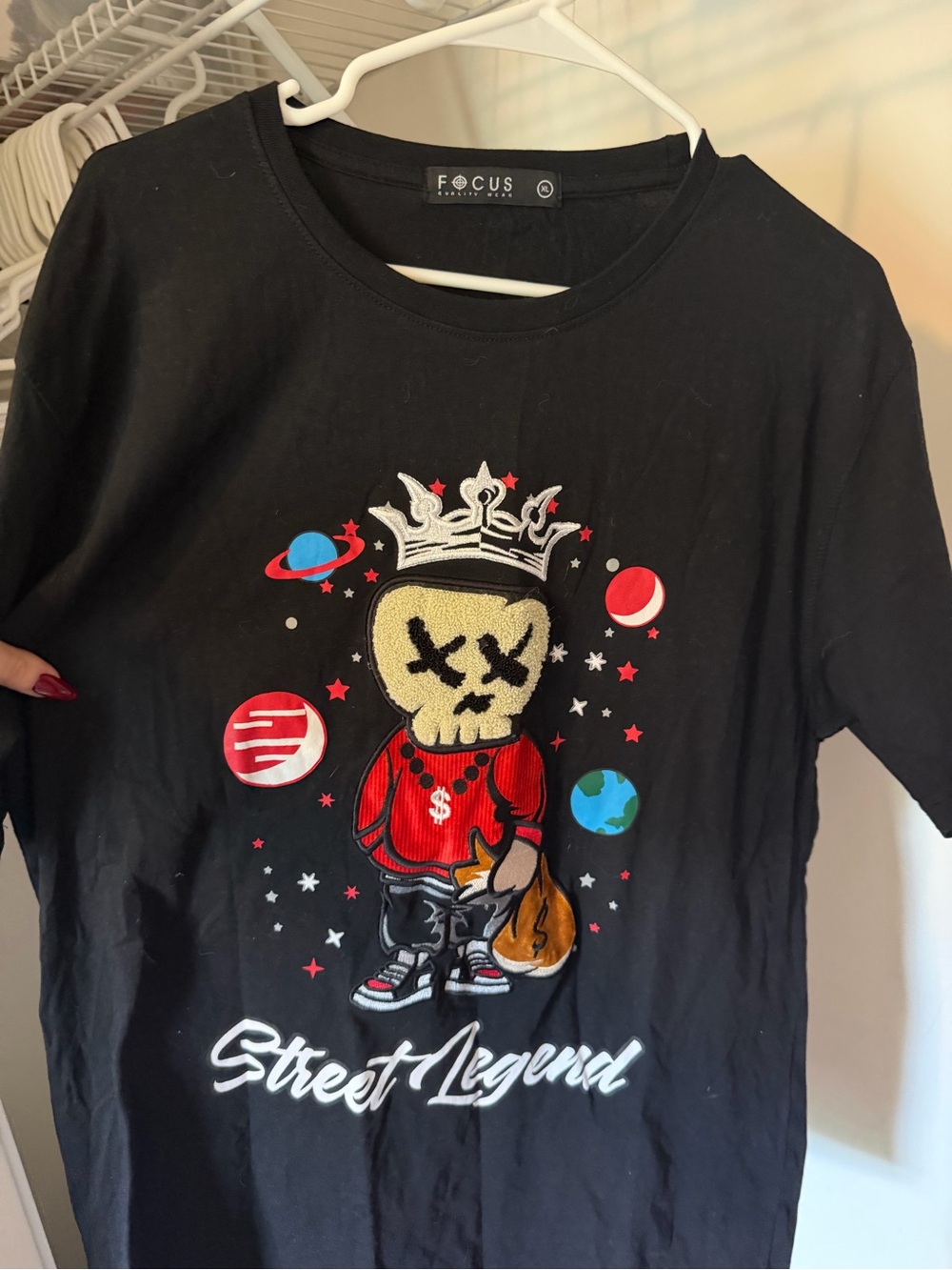 Black 'Street Legend' Graphic Tee with Red Accent